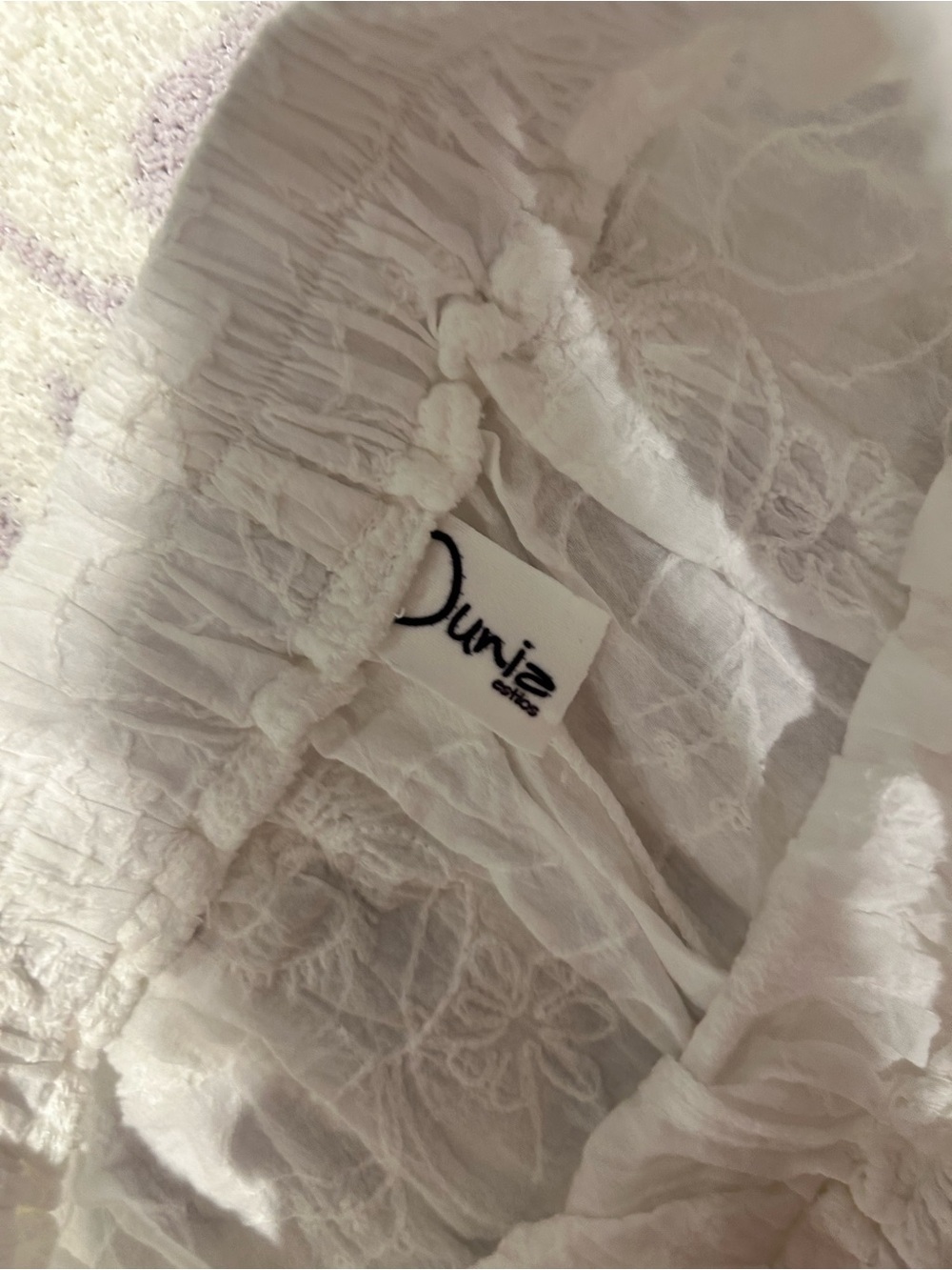 White Floral Linen Pants - Picture 3 of 3